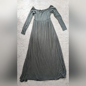 PinkBlush Olive Solid Off Shoulder Maternity Maxi Dress